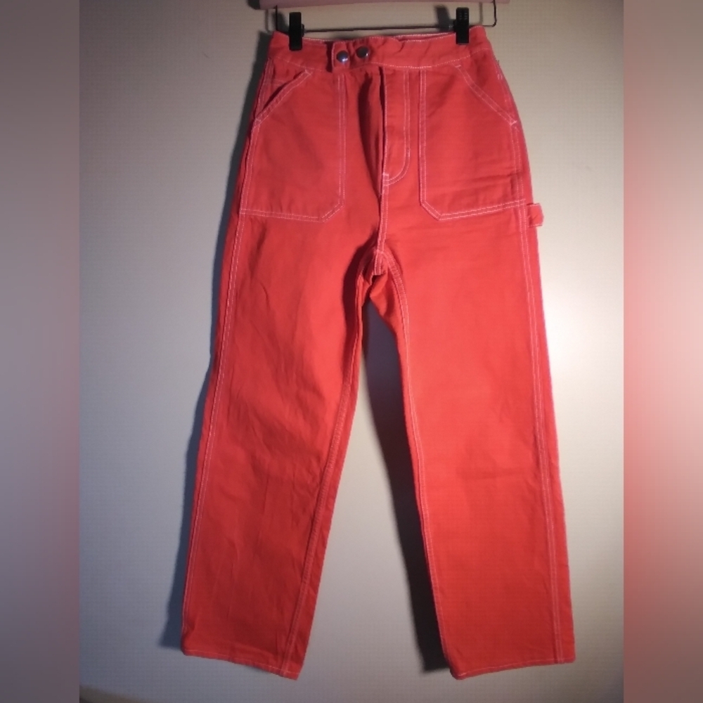 Pacsun Orange 90s Bf Carpenter Denim Jean Size 24 Performance Workwear Casual